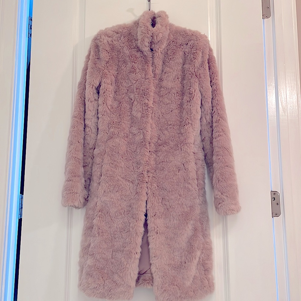 CABI RARE PALE PINK FAUX FUR CONTESSA COAT JACKET STYLE 3662 WOMENS XS